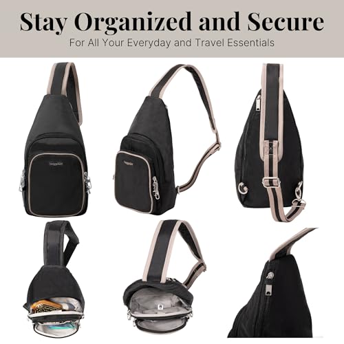 Baggallini Securtex Anti-Theft Daytripper Sling - color: Black/Neutral