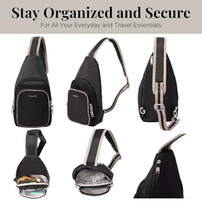 Baggallini Securtex Anti-Theft Daytripper Sling - color: Black/Neutral