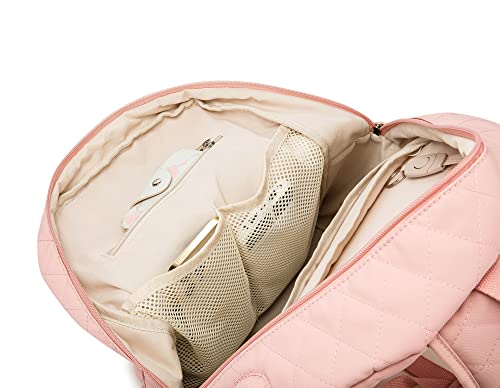 Kinmac Laptop Backpack with Massage Cushion Straps and USB Charging Port for Laptop Up to 15.6 Inch Men Women Travel Outdoor Backpack (Pink) - color: Pink Embroider