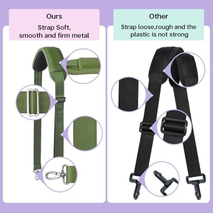60 Inch Shoulder Strap with Removable Ultra-Thick Pad，Adjustable Buckles and Metal Hooks - color: Green