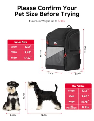 KEMIMOTO Expandable Motorcycle Dog Carrier for Small Dogs &Cat Under 17 lbs Breathable Pet Travel Carrier with Anti-Escape Safety Leash, Foldable Pet Bag, Padded Shoulder Straps Fits for Touring Trike - style: Expandable