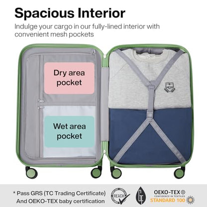 mixi Upgrade Luggage Suitcases with Spinner Wheels, Hardside Rolling Suitcase PC with TSA Lock Travel Case 24in Checked in, Fine Grid Avocado Green - color: Fine Grid Avocado Green, size: 24in Checked in
