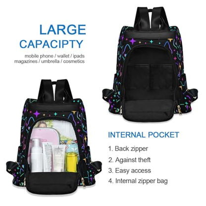 MNSRUU Women Backpack Purse Colorful Neon Cat Heads Backpack for Women Anti-theft Shoulder Bag Carry On Backpack Lightweight Rucksack Fashion Travel Ladies Bags - color: Cute 26