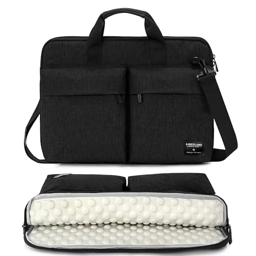 KINGSLONG 14 inch Laptop Bag with Shoulder Strap, Messenger Bag, Slim Computer Carrying Case Notebook Handbag for Men Women Fit for Acer Asus Lenovo HP Toshiba, Black - color: Black, size: 14 Inch