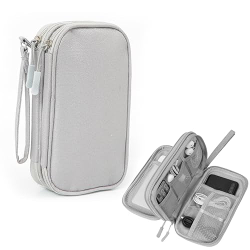 Electronic Organizer Travel Case Water Resistant Cord Pouches for Organization,Cable Organizer,All-in-One Double Layers Storage Bag for Accessories,Charger, Cable - color: 2 Layers-Grey