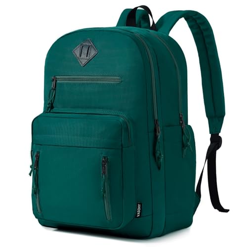 VASCHY School Backpack,Two Compartments Daypack Bookbag Schoolbag for High School Teen Boy Girls/College/Work/Men Women Green - color: Green
