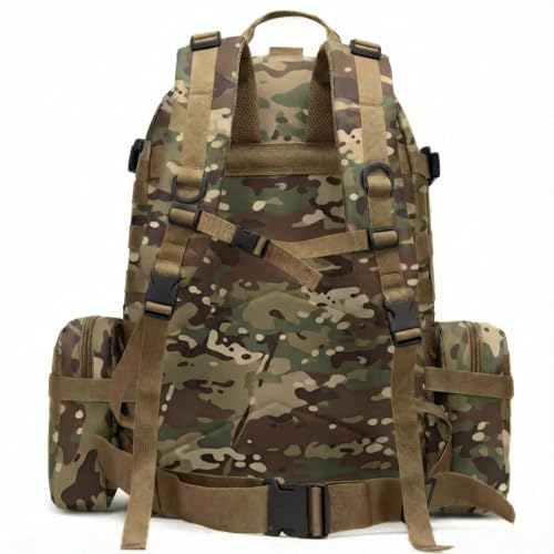Military Tactical Backpack for Men 60L Waterproof Bug Out Bag Survival Rucksack Go Bag Emergency Molle System Army 3 Day Assault Pack for Hiking Hunting Camping CP - color: Cp