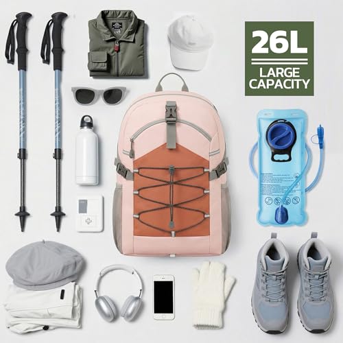 TILYMOL Hydration Hiking Backpack with 2L Water Bladder - Lightweight Waterproof Outdoor Camping Backpack/Water Backpack, Hiking Daypack with Hydration System for Hiking, Travel, Running, Biking