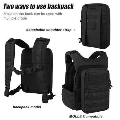 PETAC GEAR Tactical Molle Hydration Pack for 1.5L - Lightweight Water Reservoir Bag for Molle Vest Backpack, for Hiking, Hunting - style: Bk Without Bladder