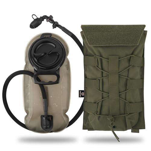 PETAC GEAR 1.5L / 3L Tactical Hydration Pack，Molle Carrier Pouch for 50 oz /100 oz Hydration Bladder Daypack Water Backpack. - color: RG, size: 1.5L combination set