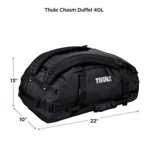 Thule Chasm Duffel bag, Weather-resistant materials, Easy packing, Converts to backpack, Internal pockets, Travel-ready - color: BLACK, size: 40L