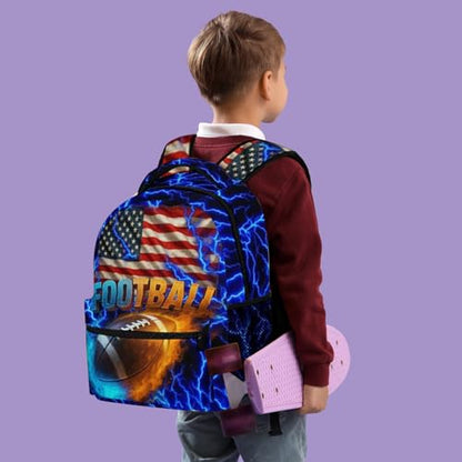 Football Backpack Set for Kids,School Bookbag with Lunch Box and Pencil Pouch Bag(Football1) - color: Football1