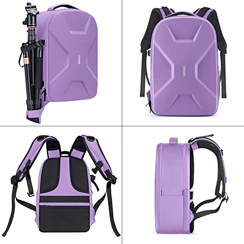 MOSISO Camera Backpack, DSLR/SLR/Mirrorless Photography Camera Bag 15-16 inch Waterproof Hardshell Case with Tripod Holder&Laptop Compartment Compatible with Canon/Nikon/Sony, Purple - color: Purple