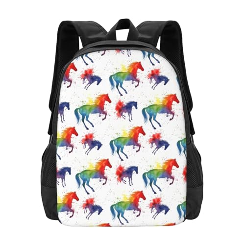 Slim Anti Theft Laptop Backpack Horse Art Design, Large Volume Travel Daypack Durable Polyester Carry Bag for Office Business Outdoor Trekking - color: Design (903)