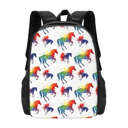 Slim Anti Theft Laptop Backpack Horse Art Design, Large Volume Travel Daypack Durable Polyester Carry Bag for Office Business Outdoor Trekking - color: Design (903)