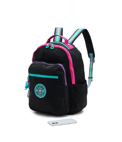Kipling Women's Seoul Fc 15" Laptop Backpack, Durable, Roomy with Padded Shoulder Straps, Built-In Protective Sleeve - color: Black Fun C, size: 13.75''L x 17.25''H x 8''D