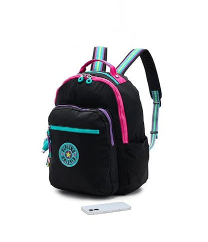 Kipling Women's Seoul Fc 15" Laptop Backpack, Durable, Roomy with Padded Shoulder Straps, Built-In Protective Sleeve - color: Black Fun C, size: 13.75''L x 17.25''H x 8''D