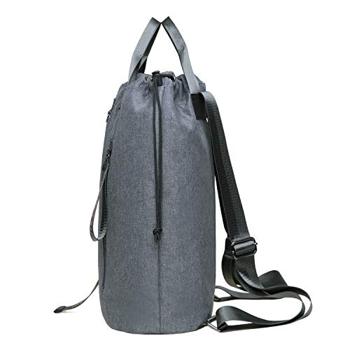 KAUKKO Drawstring Sports Backpack Gym Yoga Bag Shoulder Rucksack for Men and Women KH02-GREY,19.1L - color: H02-grey