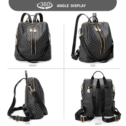 Womens Backpack Purse Leather Anti-theft Large Fashion Designer Travel Backpack Bag Men's Backpack Shoulder Bags - color: C-black