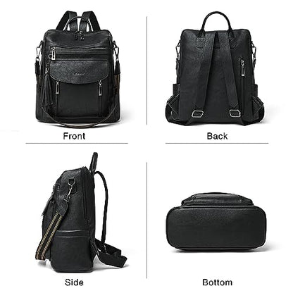 Shrrie Backpack Purse for Women Fashion Leather Backpack Purse Designer Travel Backpack Convertible Shoulder Bag with Wristlet - color: 2-2 Two-tone Black