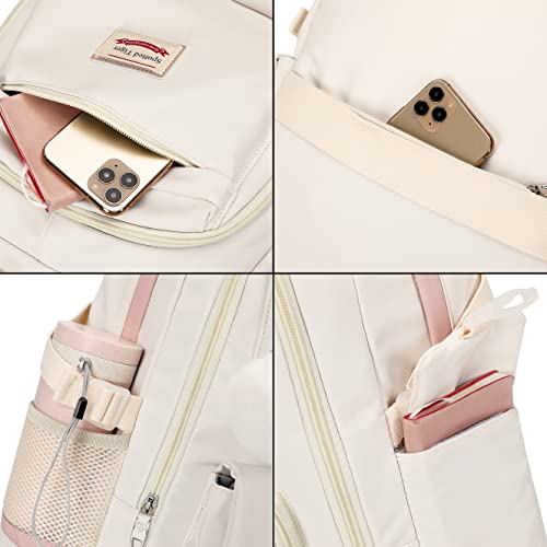 Spotted Tiger School Backpack for Girls Backpack with Lunch Box Anime Bookbag Set School Bag Kawaii Backpacks for Girls Teens (White) - color: White