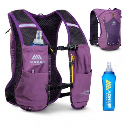 AONIJIE Running Hydration Vest for Men Women 8L Backpack with 500ml Soft Flask Water Bottle - style: Purple