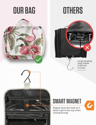 VENTURE 4TH Hanging Travel Toiletry Bag, 17 Compartments - Pink Flamingo - color: Pink Flamingo