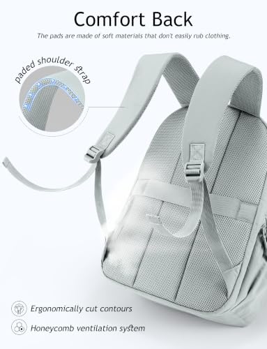 Uselike Travel Backpack for Women, 15.6 Inch Laptop Backpack, Quilted College Bookbag, Cute Work Backpacks, Water Resistant (Dawn Grey) - color: Dawn Grey