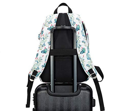 Kinmac Water Resistant Laptop Travel Outdoor Backpack with USB Charging Port for 13 inch 14 inch and 15.6 inch Laptop (Cacti) - color: Cactus