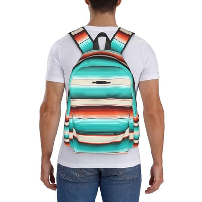 Mexican Turquoise Aztec Western Backpack Boho School Bag Stripes Lightweight Bookbag Casual Daypack for Girls Boys Kids Women Men Travel Laptop 16 Inch - color: Western