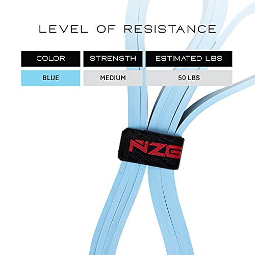 NonZero Gravity 100% Latex-Free Organic Rubber Power Resistance Bands | Compact Durable Hypoallergenic Bands for Strength Training & Workouts | 11 Levels (10 to 140 Lbs) - color: 4. Blue-50 lb