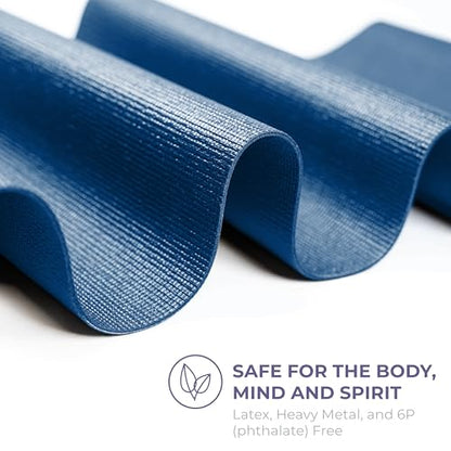 Voyage Yoga Mat, 6 Pack, 72" x 24" Professional Studio and Gym Bulk Yoga Mats, 5mm Thick, Durable, Anti-Tear, Non Slip Fitness and Exercise Mats - color: Dark Blue