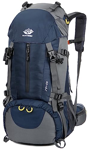 Esup 50L Hiking Backpack Men Camping Backpack with rain cover 45l+5l Lightweight Backpacking Backpack Travel Backpack - color: Blue