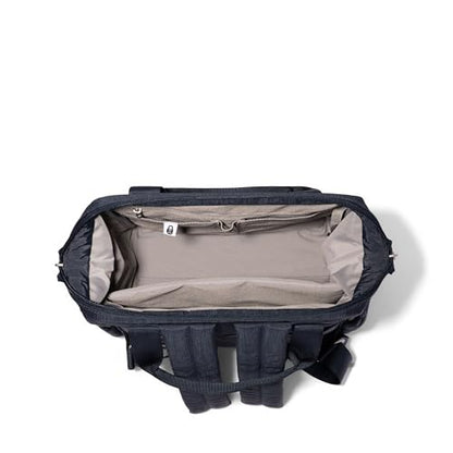 Baggallini City Scape Backpack - 15"x11" Lightweight Work Travel Bag w/Luggage Sleeve & RFID - color: French Navy
