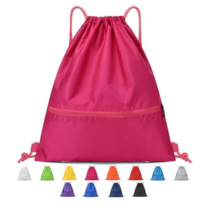 Drawstring Backpack Bag Sport Gym Sackpack-Large(Rose) - color: Rose