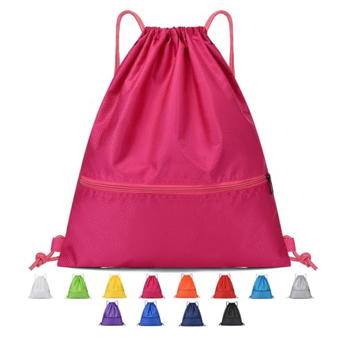 Drawstring Backpack Bag Sport Gym Sackpack-Large(Rose) - color: Rose