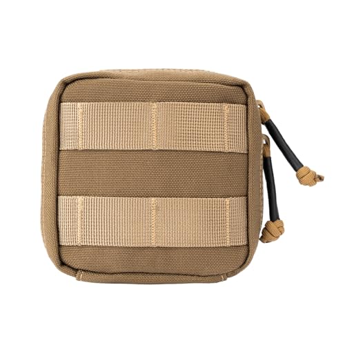 Small MED Kits Holder Duty Belt Gloves Pouch MOLLE Tactical Vest Nasal Spray Case Compact IFAK Carrier Backpack Wallet Cards Knife Gadgets Mini EDC Organizer Bag w/Removeable Clear ID Pocket - color: Coyote Brown