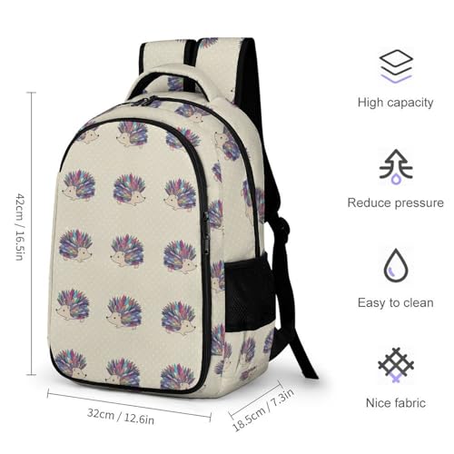 Cute College Laptop Backpack Hedgehog Polka Dot, Sturdy Travel Business Bag with Tumbler Holder Gifts for Nurse Teacher Women - color: Pattern (262)