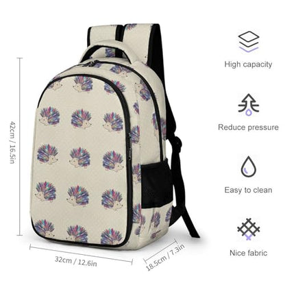 Cute College Laptop Backpack Hedgehog Polka Dot, Sturdy Travel Business Bag with Tumbler Holder Gifts for Nurse Teacher Women - color: Pattern (262)