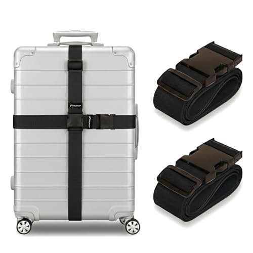 Luggage Straps for Suitcases, Adjustable Travel Suitcase Belts with Buckle Closure, Designed for Carry-On and Checked Luggage, Reusable Travel Accessory, Black - Pack of 2 - color: Black, size: Pack of 2