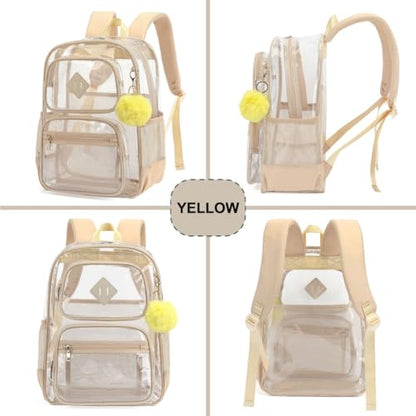 Heavy Duty Clear Backpack for Girls Boys Transparent School Bookbag Kids Durable PVC See Through Backpack- Yellew - color: Yellew