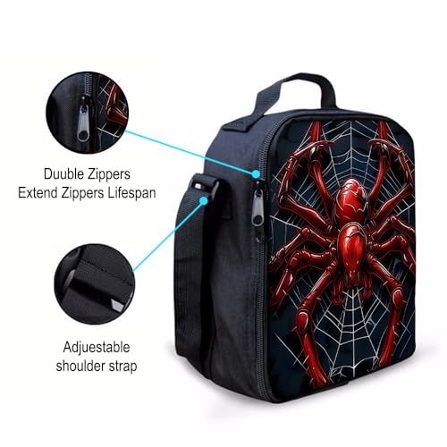 3 in 1 Spider Pattern, 17'' Large-Capacity Backpack Set With a Fashionable and Personalized Style is Exquisitely Designed and Widely Applicable, Making it an Ideal Choice(Red)