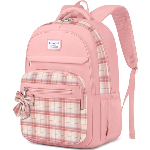 School Backpack for Teen Girls: Cute Bookbags Middle High School College Casual Back Pack 15.6 inch Laptop Backpacks Vintage Bags Women Travel Daypacks Mochilas Escolares Pink - color: 2-pink, size: 15.6 Inch