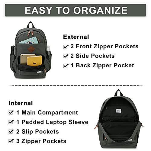 RAVUO School Backpack for Men Women, Water Resistant 15.6 inch Laptop Bag College Bookbag Casual Daypack Travel Rucksack - color: Grey