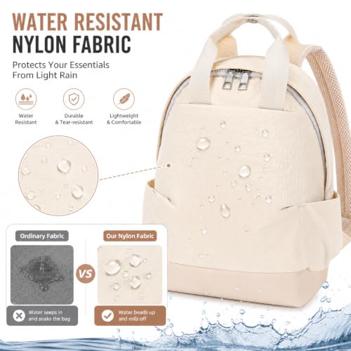 Backpack for Women Fashion Small Bookbag, Water Resistant Lightweight Nylon Daypack for Travel, Hiking & Daily Use - color: Milk White