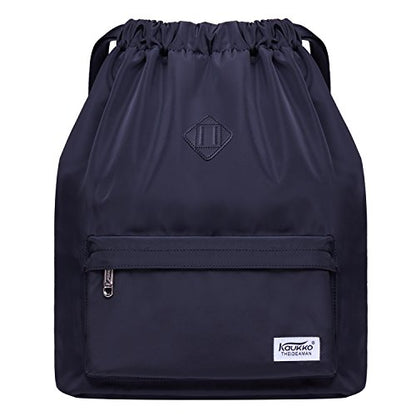 KAUKKO Drawstring Sports Backpack Gym Yoga Bag Shoulder Rucksack for Men and Women(K1031-2-BLACK) - color: Nylon Black
