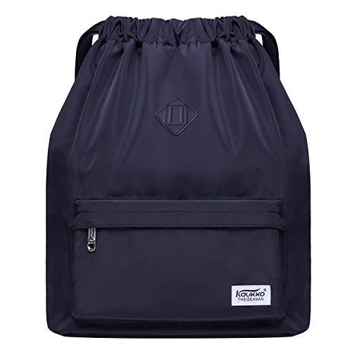 KAUKKO Drawstring Sports Backpack Gym Yoga Bag Shoulder Rucksack for Men and Women(K1031-2-BLACK) - color: Nylon Black