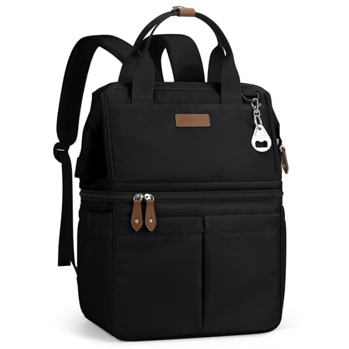 Maelstrom Cooler Backpack,Double Deck Insulated Bag,Leakproof Lunch Chest | 36 Can,Keeps Food Cold For 16h,Ergonomic, Lightweight. Perfect For Men, Women, Beach, Hiking,Camping, Travel, Work - color: 1.black