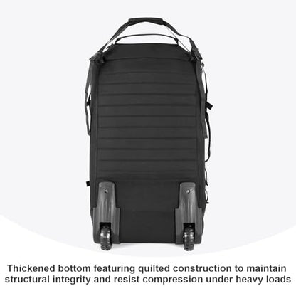85L 29“ Foldable Rolling Backpack with Wheels, Soft-side Travel Duffle Bag with Separate Shoe Compartment, Full Quilted Bottom,Black - color: Black