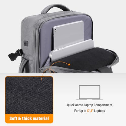 HOMIEE Carry On Luggage 22x14x9 Airline Approved 50L Travel Backpack, Extra Large Expandable Laptop Backpack, Black (Grey) - color: Grey